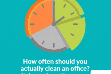 Office cleaning 360 home services graphic clock image